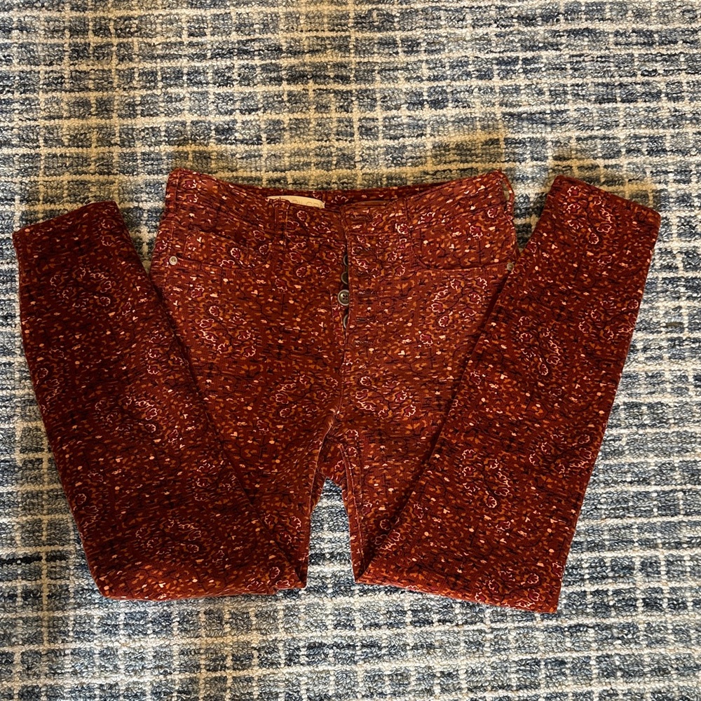 Paisley burnt orange pants.